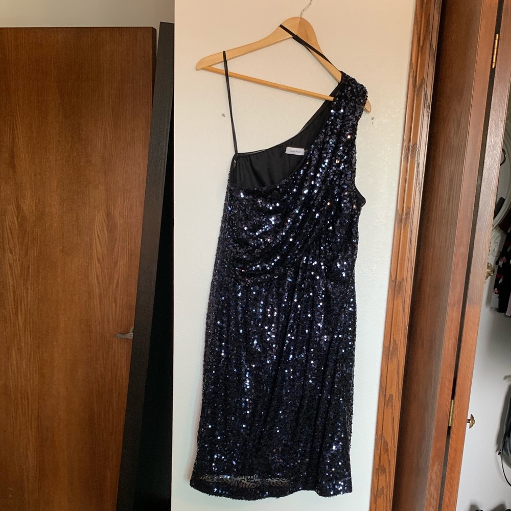 Calvin Klein Plus Size Sequin One Shoulder Dress